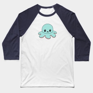 Blue Sad Octopus Baseball T-Shirt